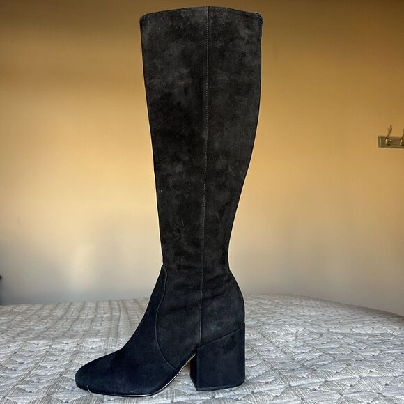 Sam Edelman Thora Black Suede Knee High Boot Block Heel Side Zip Women 5.5 - Picture 1 of 16